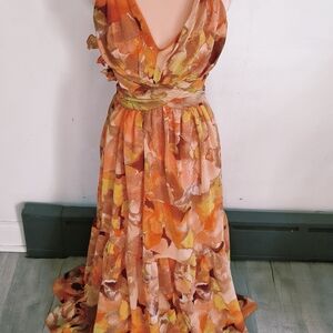 Live 4 Truth Orange, Green, Yellow, Brown Floral Maxi Dress